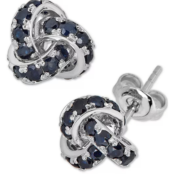 Sapphire Love Knot Stud Earrings (4 ct. t.w.) in 14k White Gold NWOT